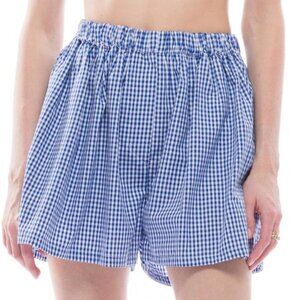 Toit‎ Volant Women's Medium Blue White Gingham Casual Shorts Lightweight Casual